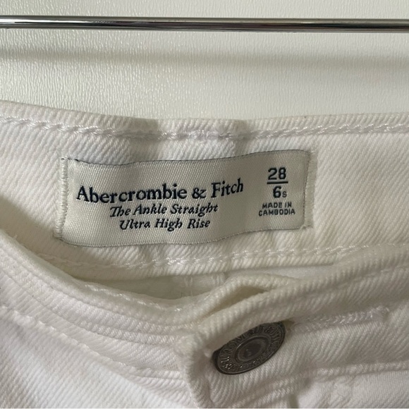 Abercrombie & Fitch Ankle Straight Ultra High Rise White Jeans, Sz 28/6 - Picture 13 of 13